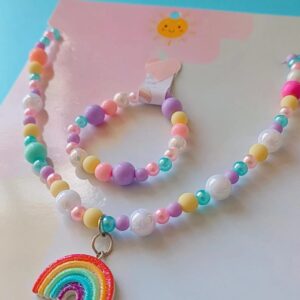 Kit Colar+Pulseira Arco-íris