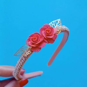 Tiara Luxo Flores e Folhas