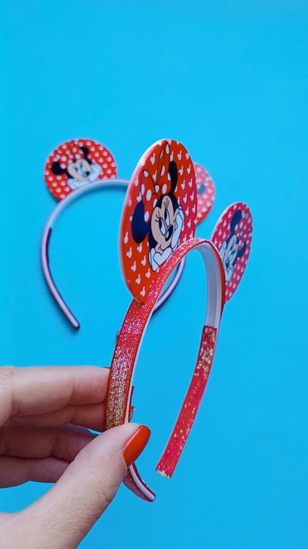 Tiara Orelhinha Minnie e Mickey Vermelha - Imagem 4