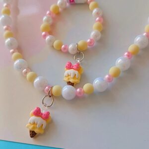 Kit Colar+Pulseira Sorvetinho Minnie