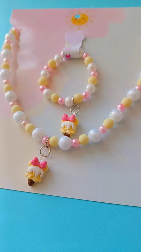 Kit Colar+Pulseira Sorvetinho Minnie