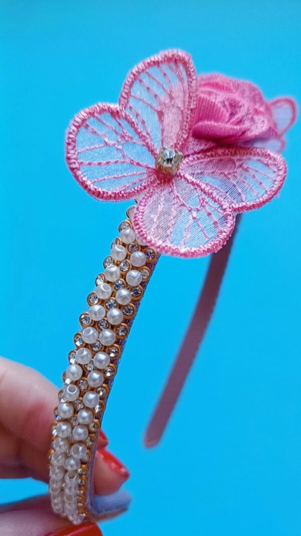 Tiara Luxo Rosê Pérolas e Strass - Imagem 4