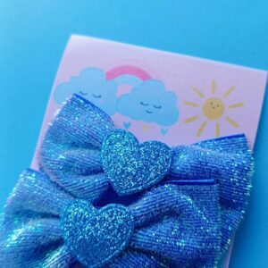 Xuxinha Fita Lurex Azul Brilhante aplique coração