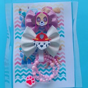 Kit Patrulha Canina Branco e Rosa- 4 peças