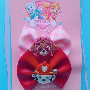 Kit Patrulha Canina Xadrez Rosa e Vermelho