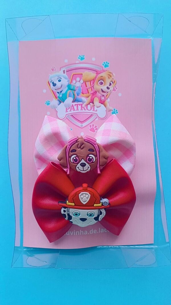 Kit Patrulha Canina Xadrez Rosa e Vermelho