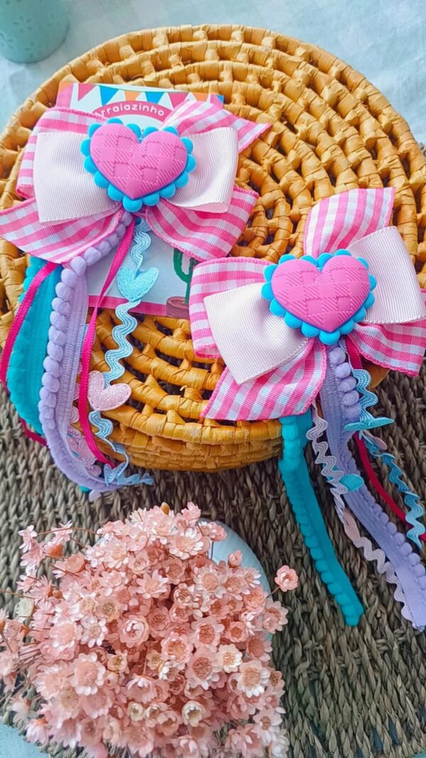 Parzinho Coração Rosa e Azul Junino 2 em 1