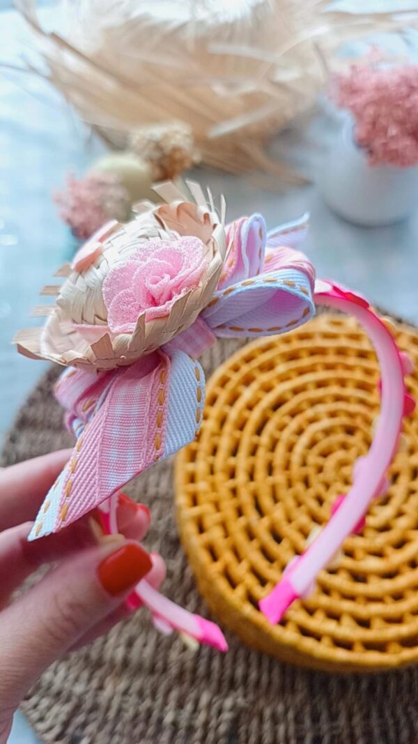 Tiara Inquebrável Chapeuzinho Rosa Flores - Imagem 3