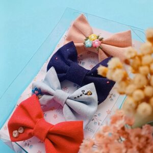 Kit com 4 laços de linho bordado á mão- Flores & Abelha