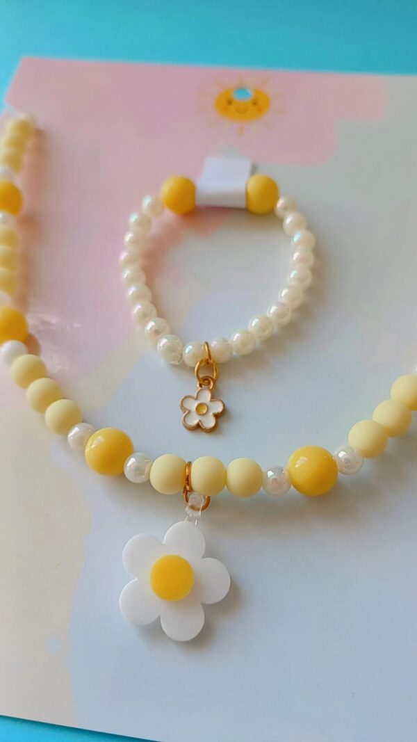 Kit Colar+Pulseira Margaridas
