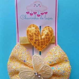 Kit Hair Clip Coração& Laço Brilho Borboleta