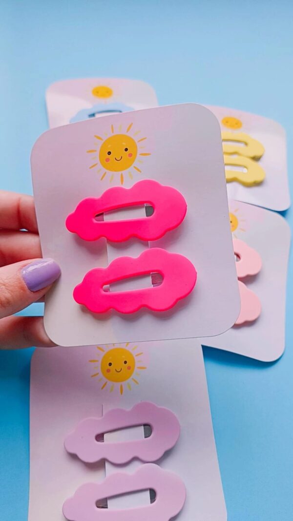 Hair clip Tic-Tac de Cabelo em Formato de Nuvem- Pink - Imagem 2