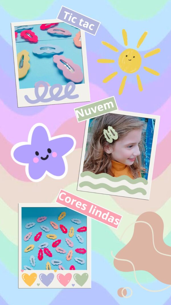 Hair clip Tic-Tac de Cabelo em Formato de Nuvem- Amarelo - Imagem 2