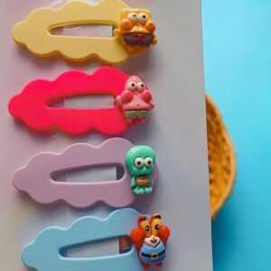 Hair clip Tic-Tac em Formato de Nuvem com Aplique turminha do bob Esponja