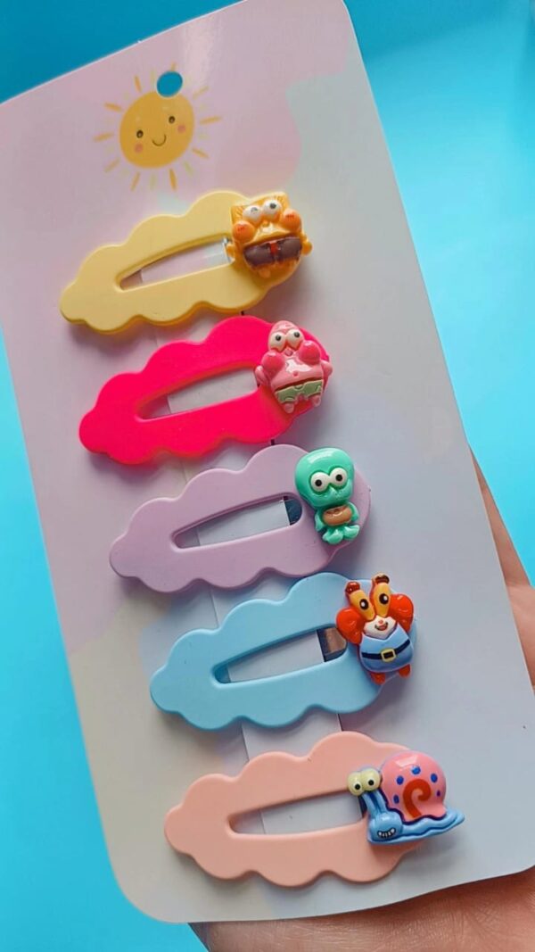 Hair clip Tic-Tac em Formato de Nuvem com Aplique turminha do bob Esponja - Imagem 2