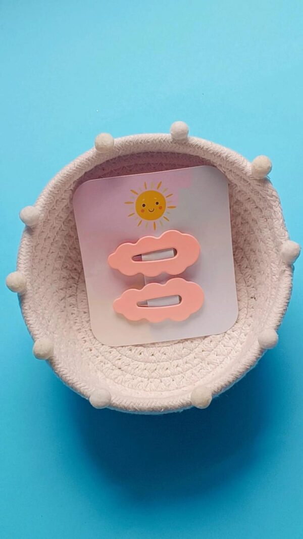 Hair clip Tic-Tac de Cabelo em Formato de Nuvem- Rosa