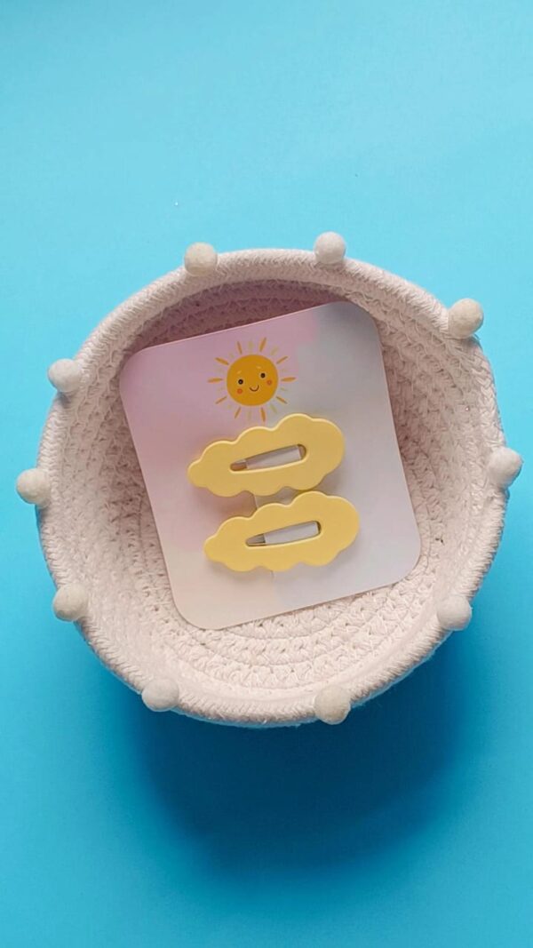 Hair clip Tic-Tac de Cabelo em Formato de Nuvem- Amarelo
